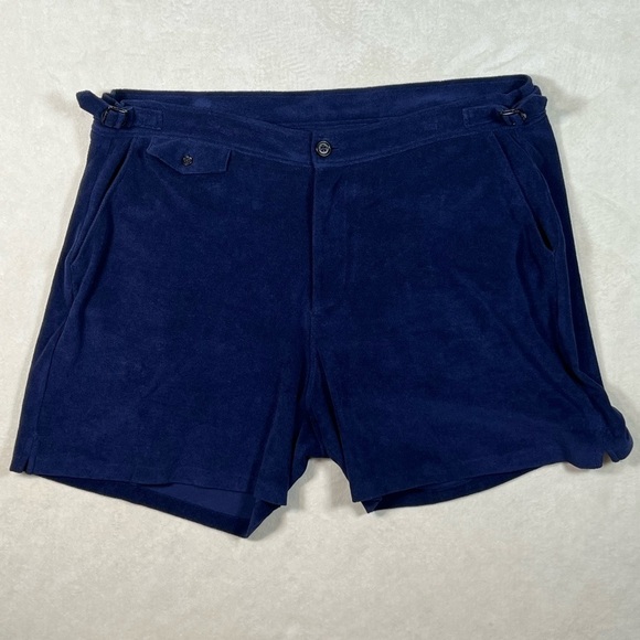Ralph Lauren Purple Label RLPL XXL 5" Shorts Cotton Terrycloth Buckle Italy Soft - Picture 2 of 11
